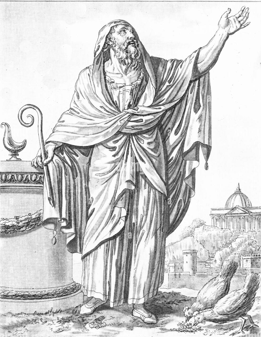Engraving of a Roman augur